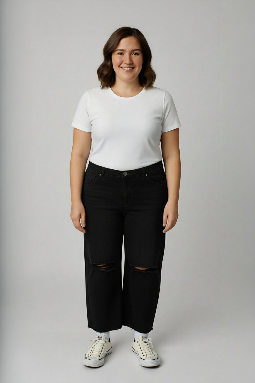 Černé rifle Wide leg Vel.: 52 - Kalhoty