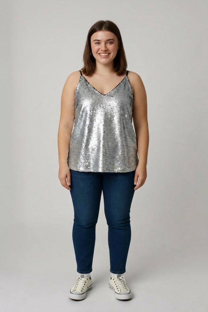 Stříbrné tílko Body Flirt Vel.: 44 - Trička