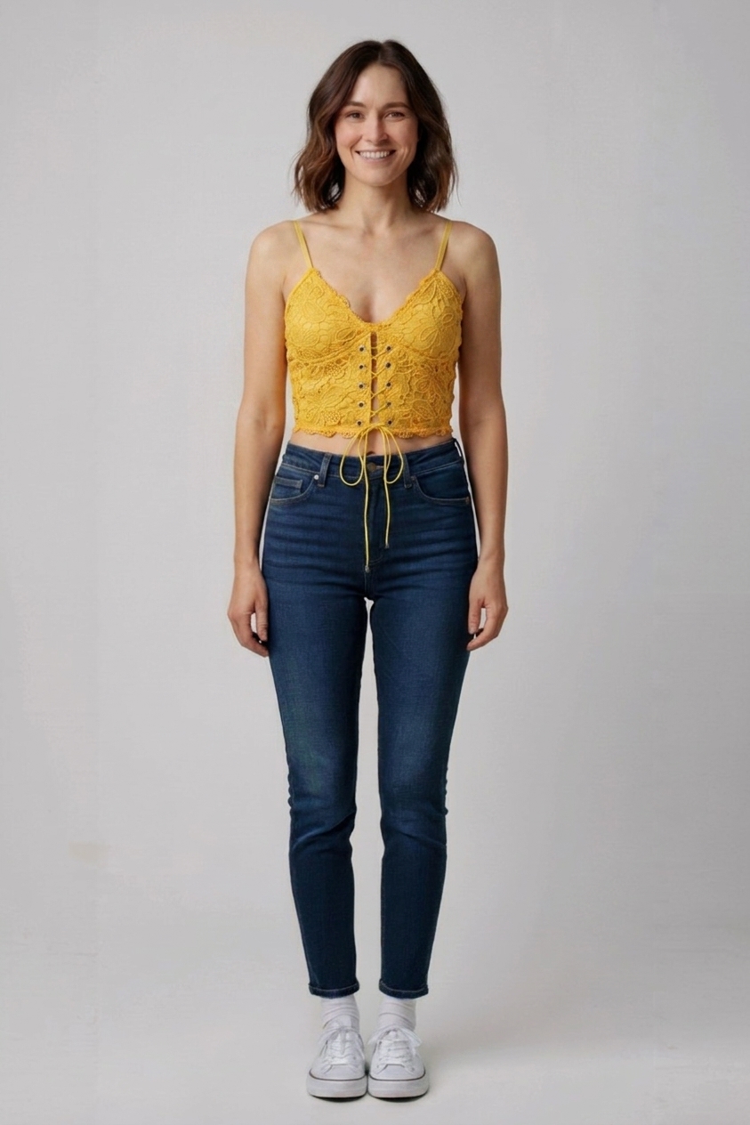 Žlutý crop top Vel.: 36 - Spodní prádlo